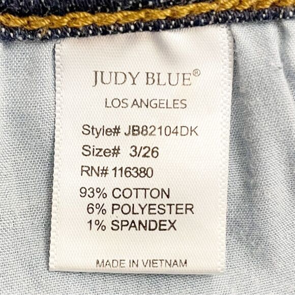 Judy Blue Slim Tapered Jeans Dark Wash Distressed Denim Straight Leg Size 26 | 2 - Picture 11 of 13
